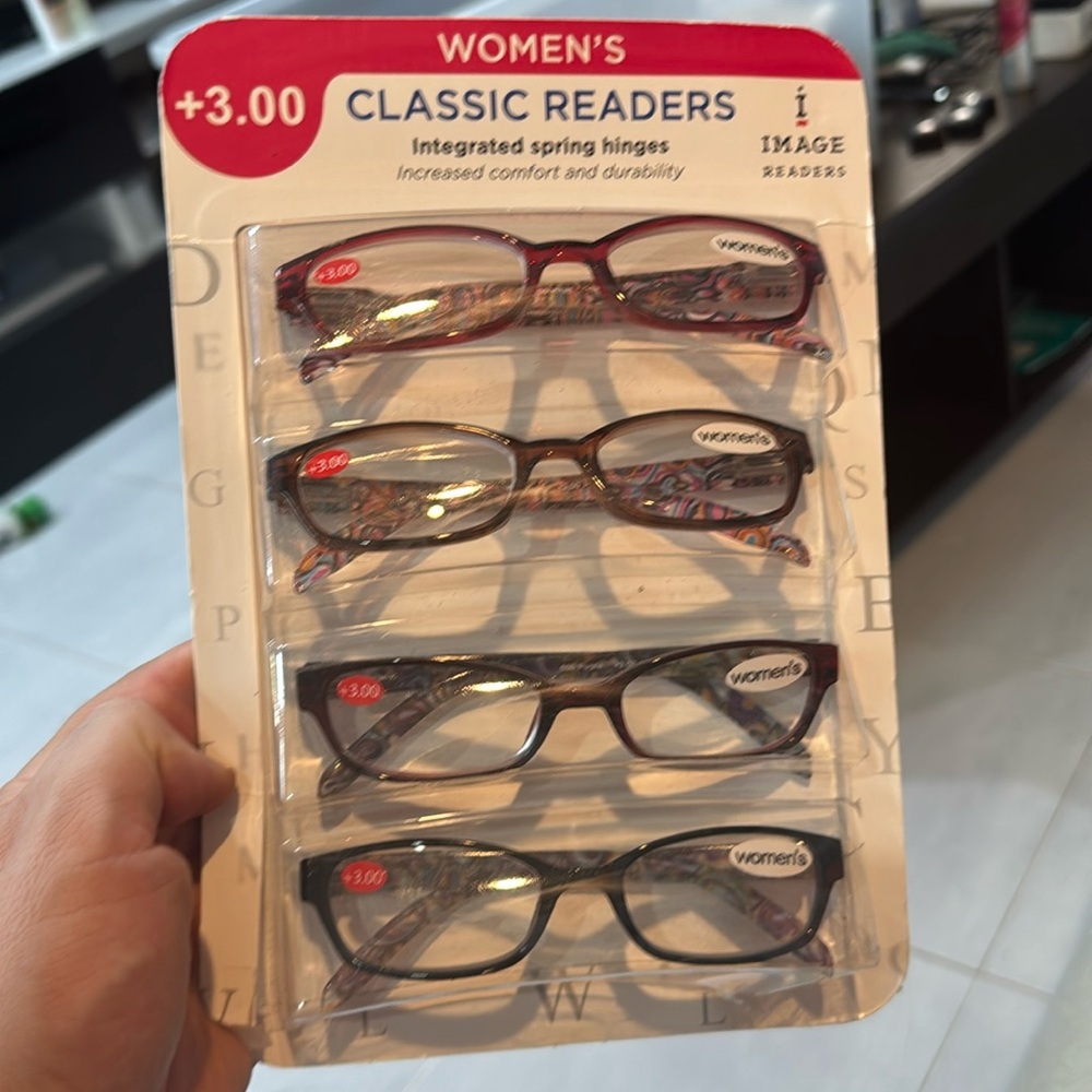 4-Pack Stylish Reading Glasses Colorful +3.00 spring hinge